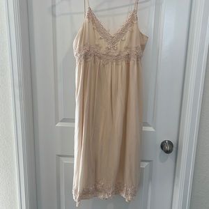 Peach calf length babydoll dress